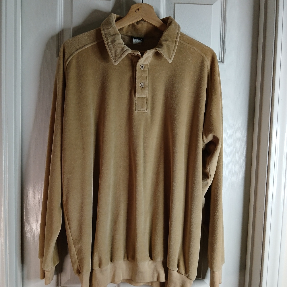 Silver Unicorn Vintage Velour Camel Colored Shirt With Waistband XL Tall